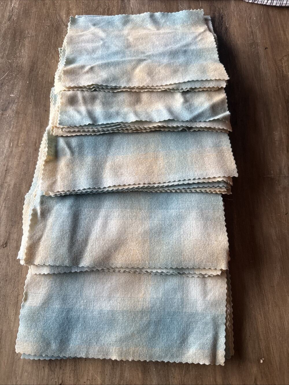 Pendleton Wool Fabric Remnants 44pc 8x10 Blue Ombre Shadow Plaid Quilt Squares